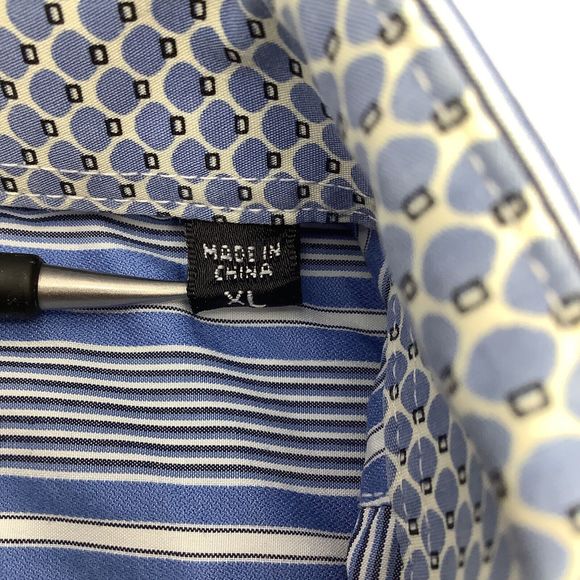 Bugatchi Mens Long Sleeve Button Up Shirt Blue Striped Size XL - Picture 5 of 7